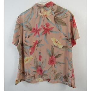 Linden Hill XL 100% Silk Hawaiian Shirt Casual Button Up Short Sleeves Pink